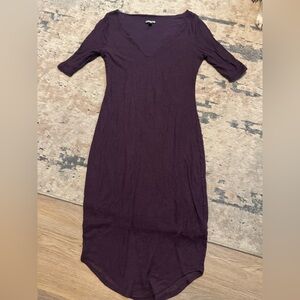 Express Purple Half Sleeve Eggplant Ribbed Midi Dress Size Medium